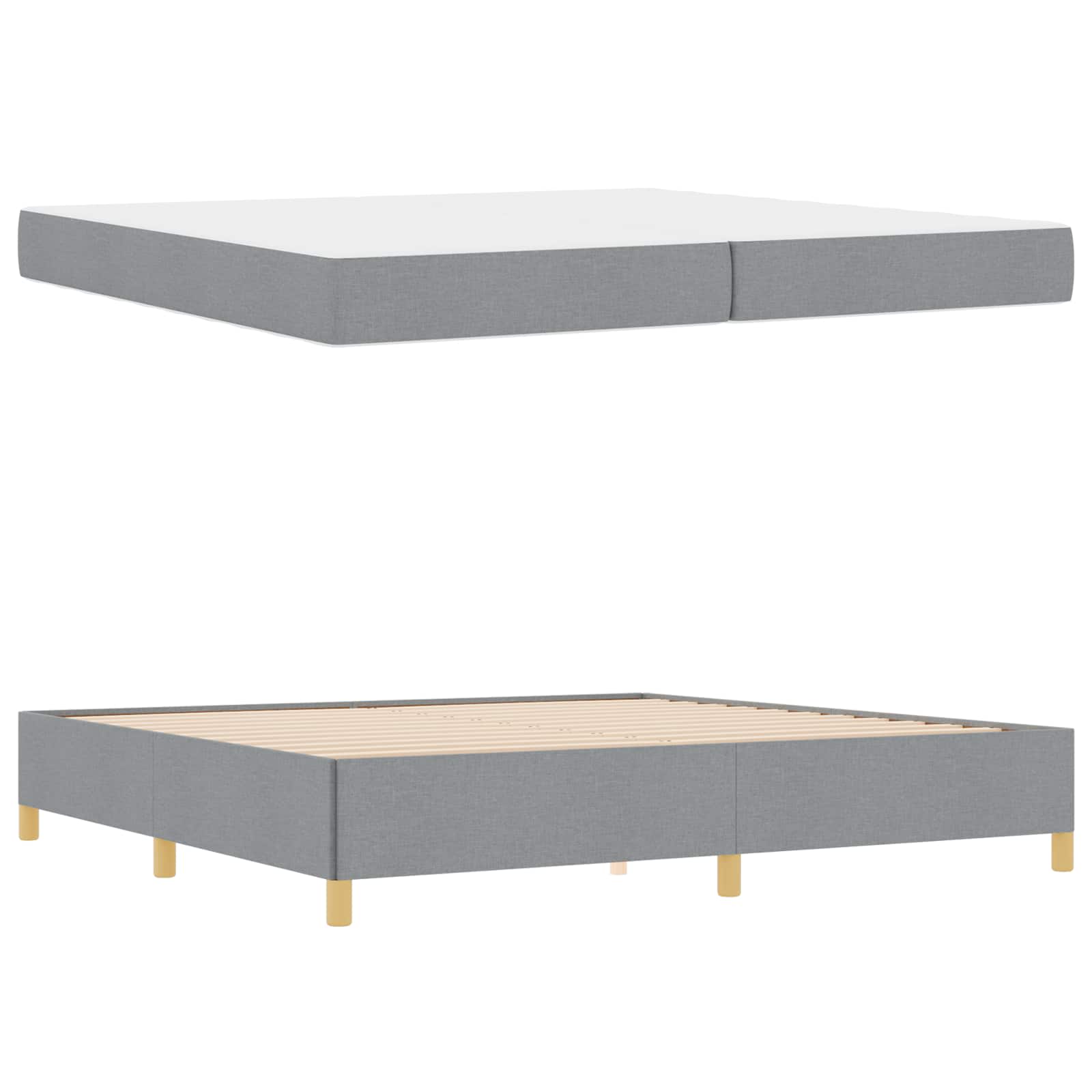 Cadre de lit avec matelas Gris clair 200 x 200 cm tissu - XIOS