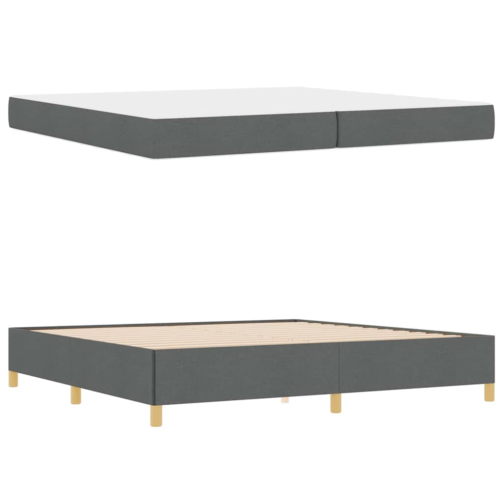 Cadre de lit avec matelas Gris foncé 200 x 200 cm tissu - XIOS