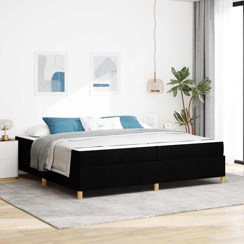Cadre de lit avec matelas Noir 200 x 200 cm tissu - XIOS