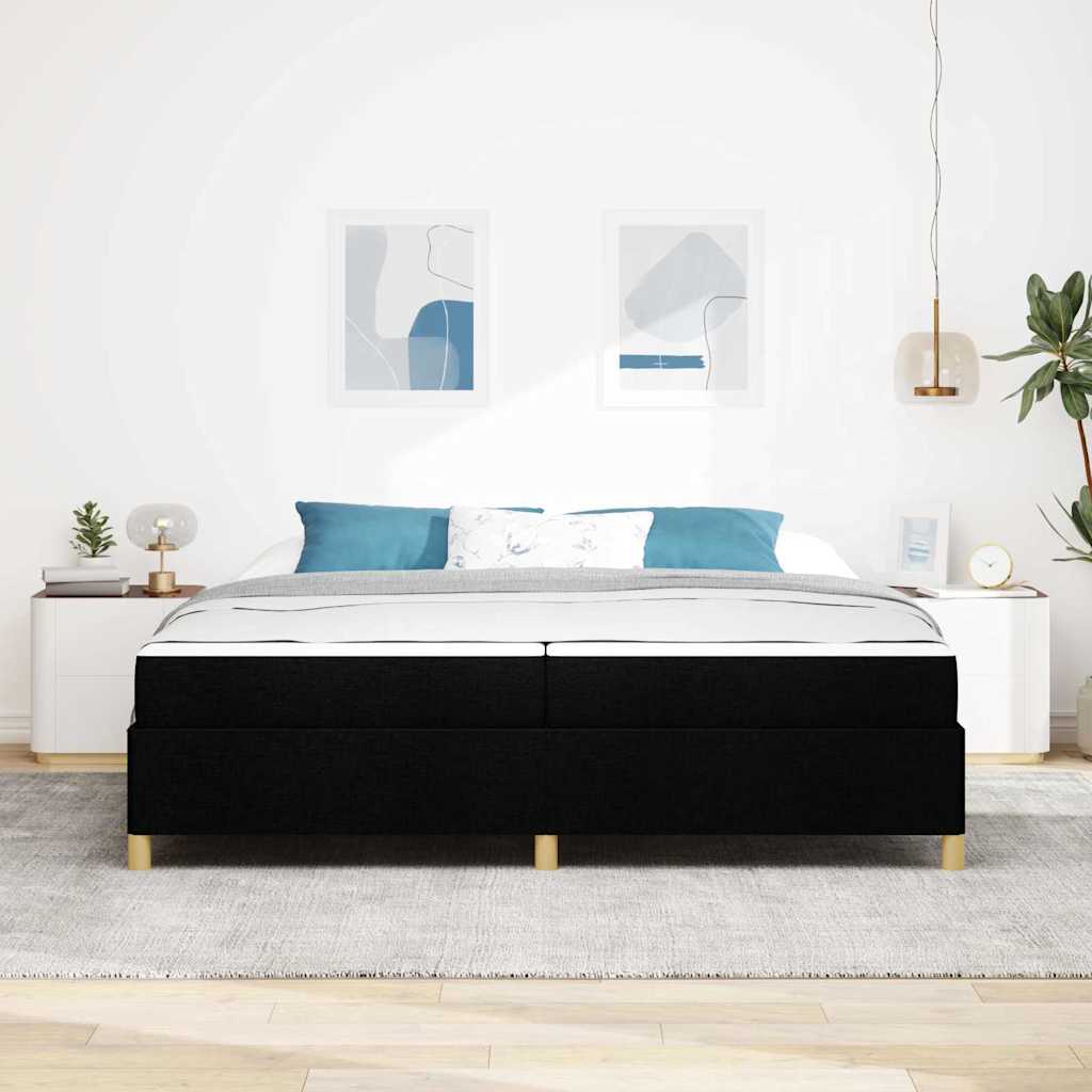 Cadre de lit avec matelas Noir 200 x 200 cm tissu - XIOS