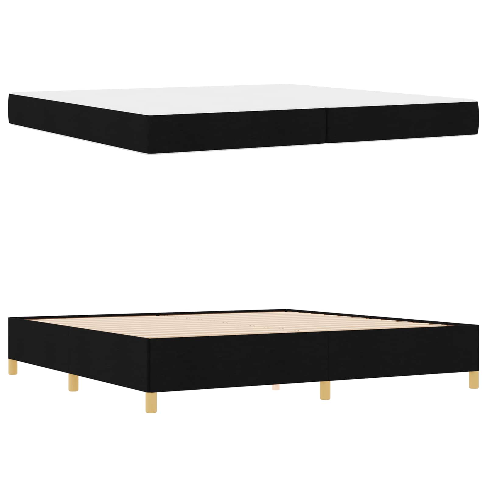 Cadre de lit avec matelas Noir 200 x 200 cm tissu - XIOS
