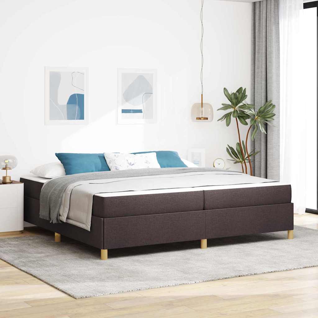 Cadre de lit avec matelas Marron foncé 200 x 200 cm tissu - XIOS