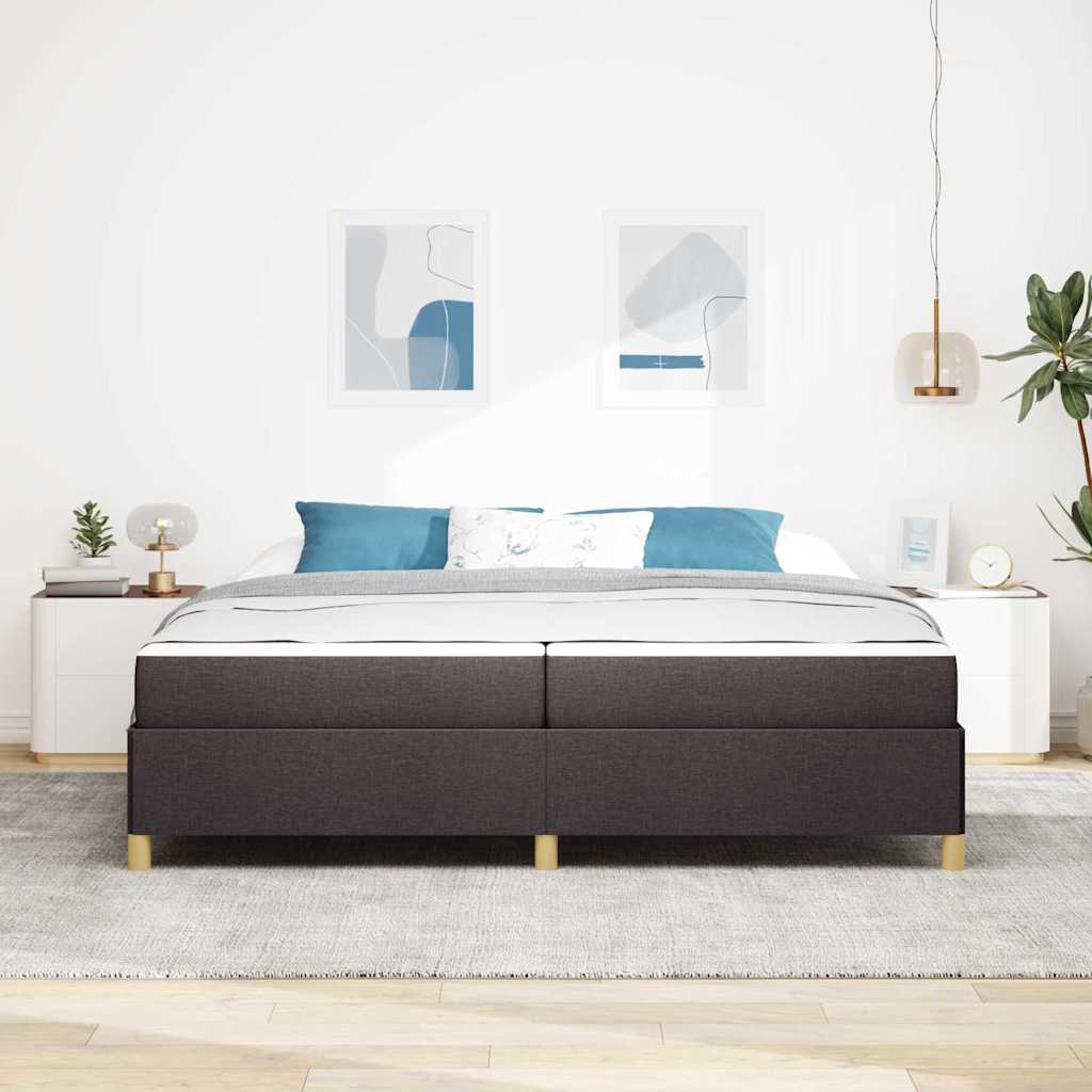Cadre de lit avec matelas Marron foncé 200 x 200 cm tissu - XIOS