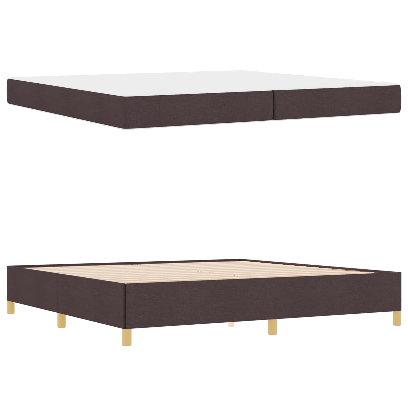 Cadre de lit avec matelas Marron foncé 200 x 200 cm tissu - XIOS
