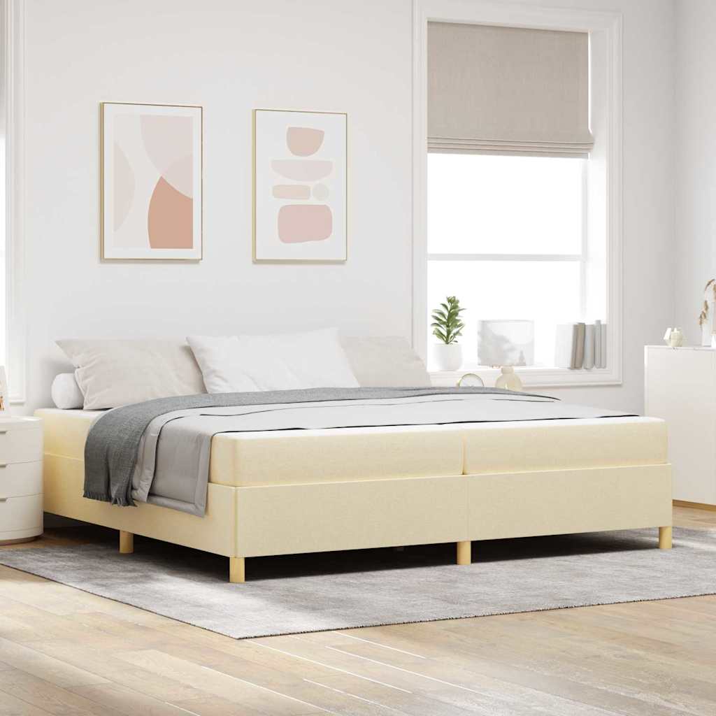 Cadre de lit avec matelas Crème 200 x 200 cm tissu - XIOS