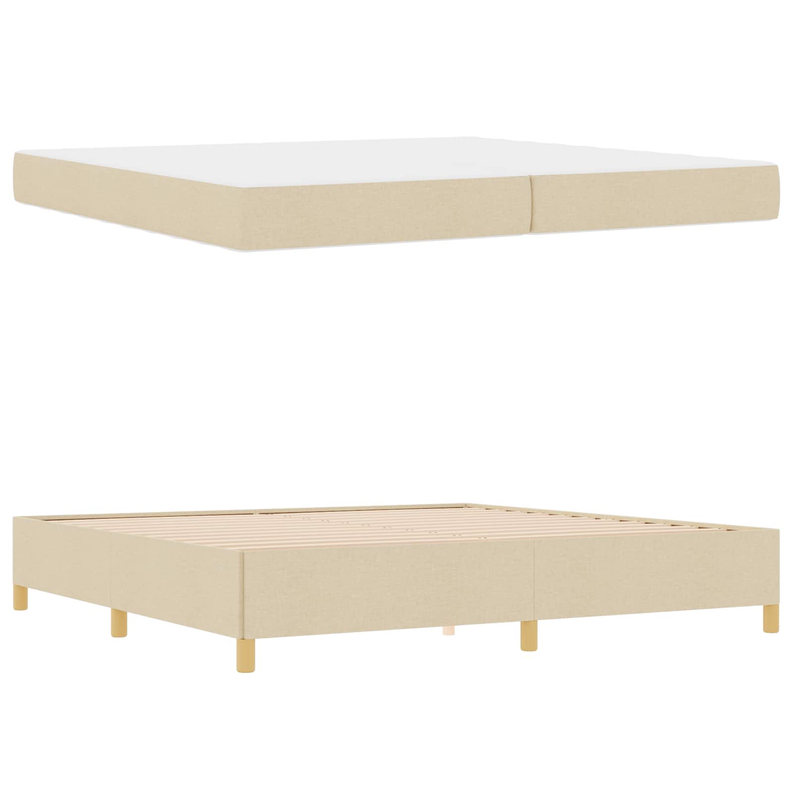 Cadre de lit avec matelas Crème 200 x 200 cm tissu - XIOS