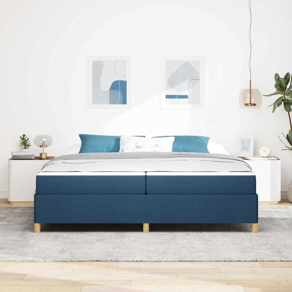 Cadre de lit avec matelas Bleu 200 x 200 cm tissu - XIOS