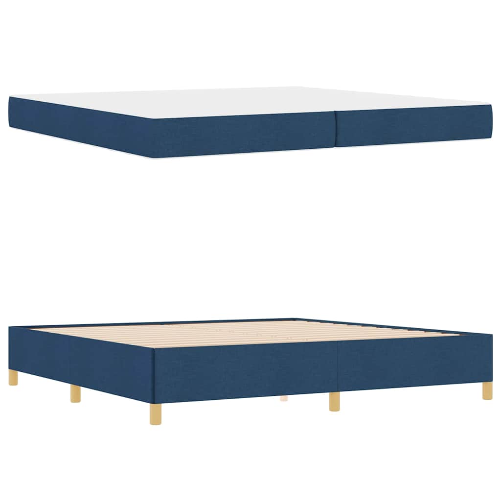 Cadre de lit avec matelas Bleu 200 x 200 cm tissu - XIOS
