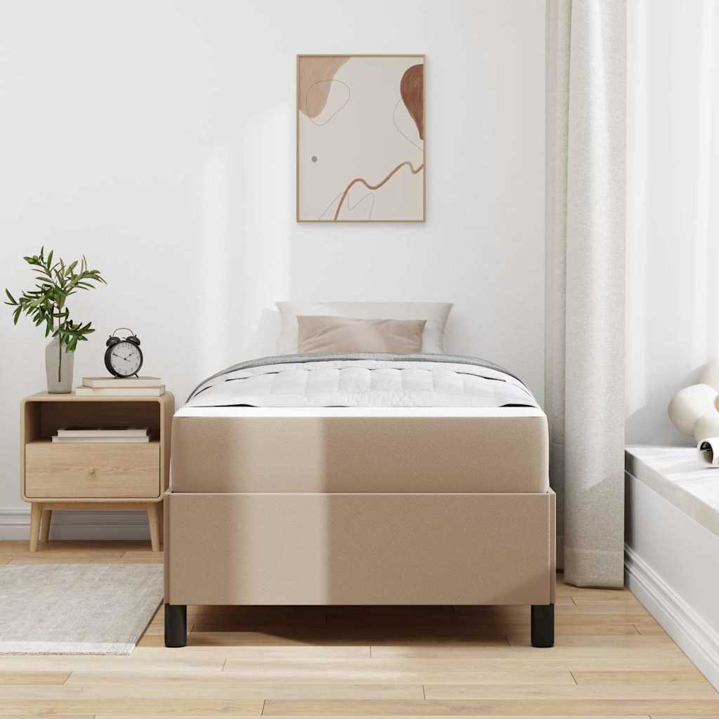 Cadre de lit avec matelas Cappuccino 80 x 200 cm tissu