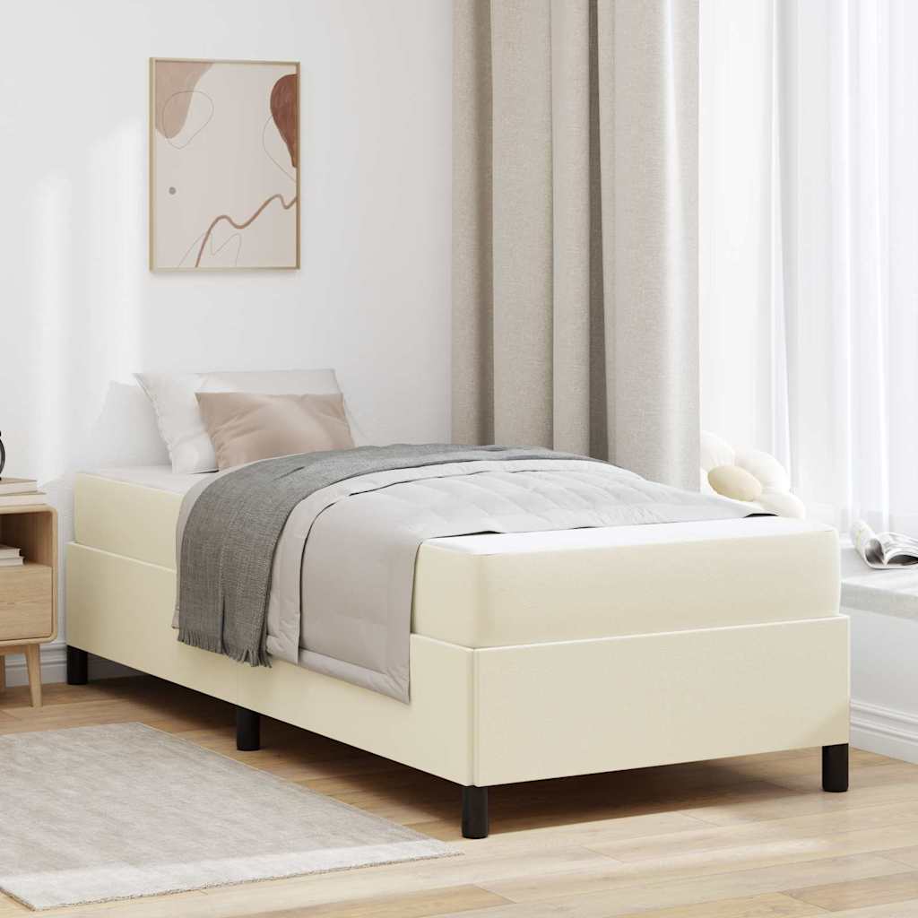 Cadre de lit avec matelas Crème 90 x 200 cm tissu - XIOS