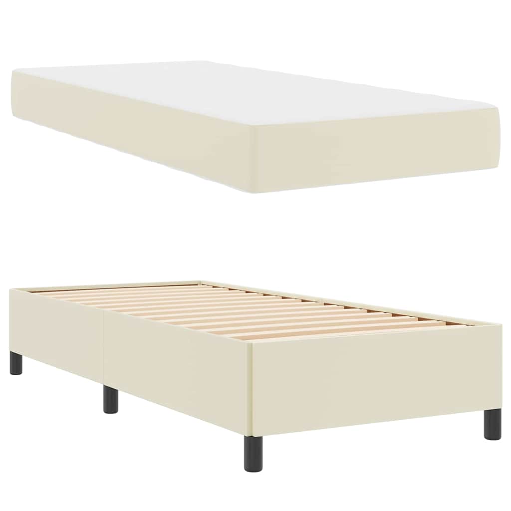 Cadre de lit avec matelas Crème 90 x 200 cm tissu - XIOS