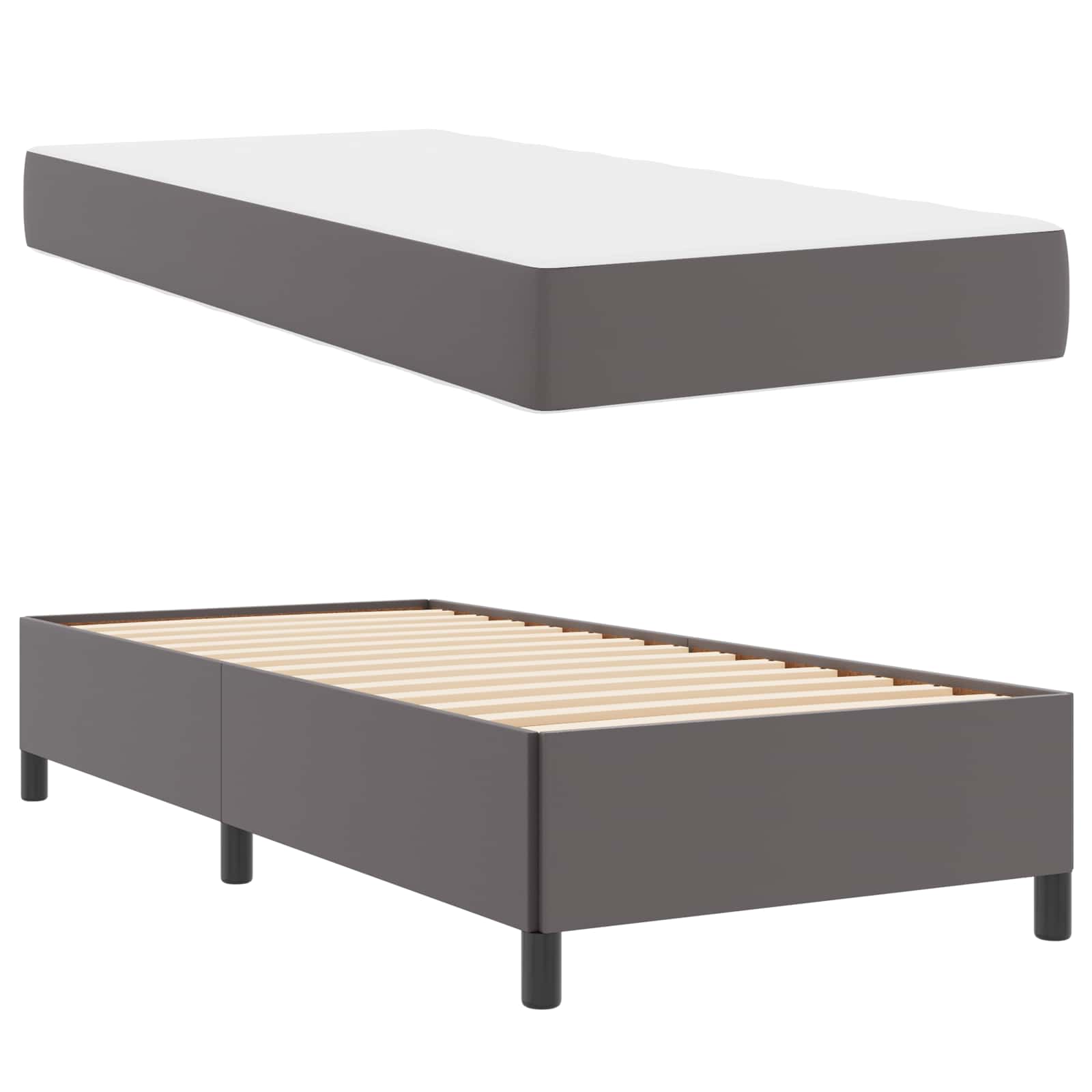 Cadre de lit avec matelas Gris 90 x 200 cm tissu - XIOS