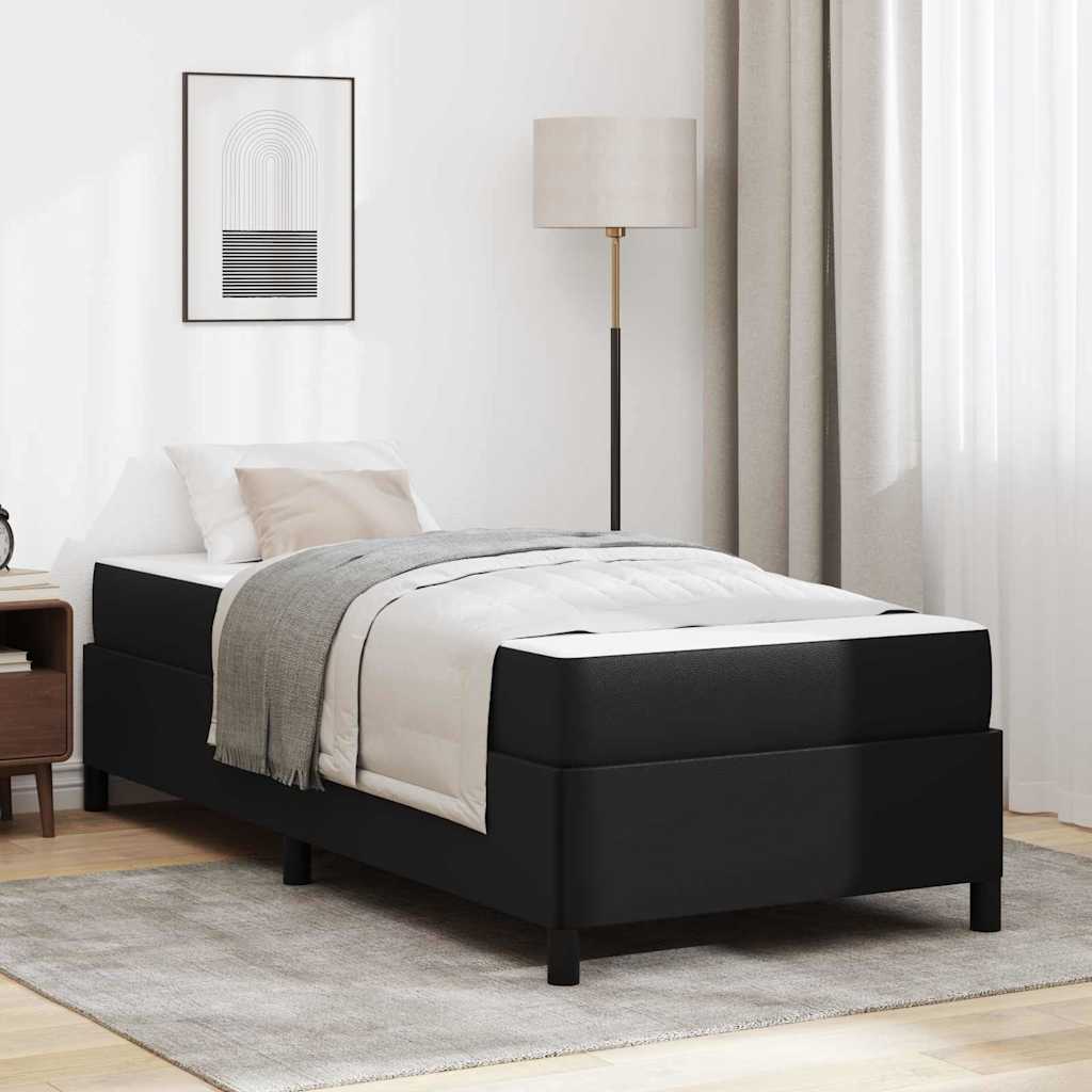 Cadre de lit avec matelas Noir 100 x 200 cm tissu - XIOS