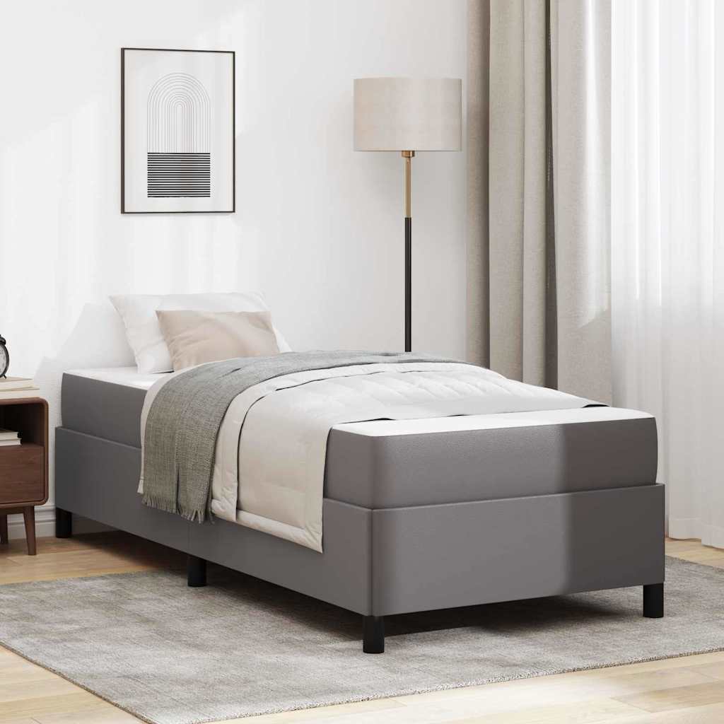 Cadre de lit avec matelas Gris 100 x 200 cm Faux cuir - XIOS