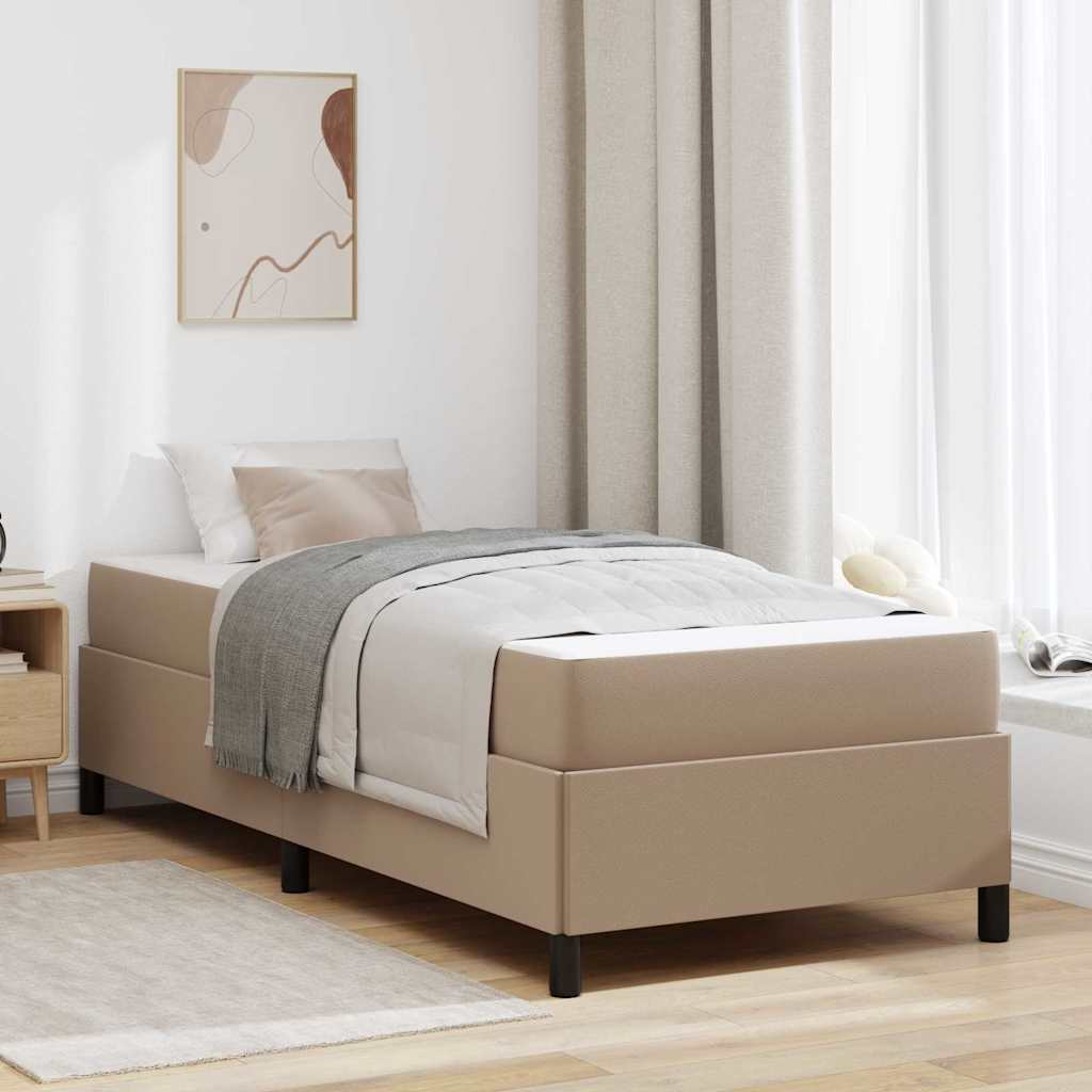 Cadre de lit avec matelas Cappuccino 100 x 200 cm tissu - XIOS