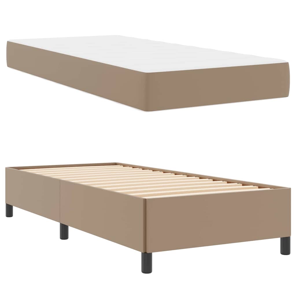 Cadre de lit avec matelas Cappuccino 100 x 200 cm tissu - XIOS