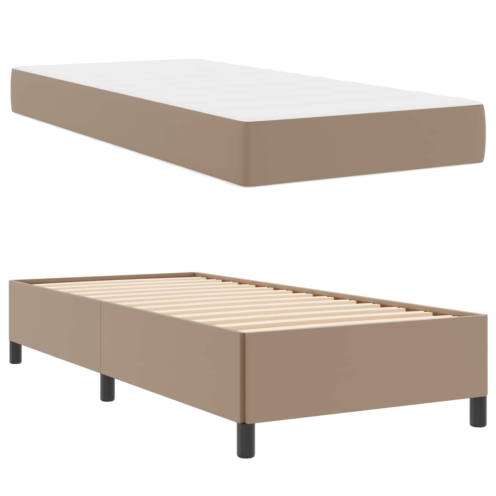 Cadre de lit avec matelas Cappuccino 100 x 200 cm tissu - XIOS