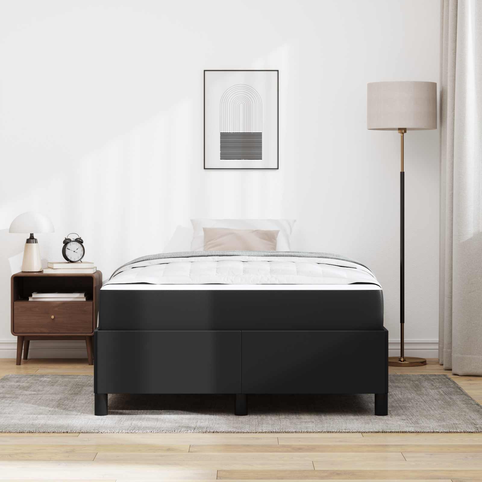 Cadre de lit avec matelas Noir 120 x 190 cm tissu - XIOS