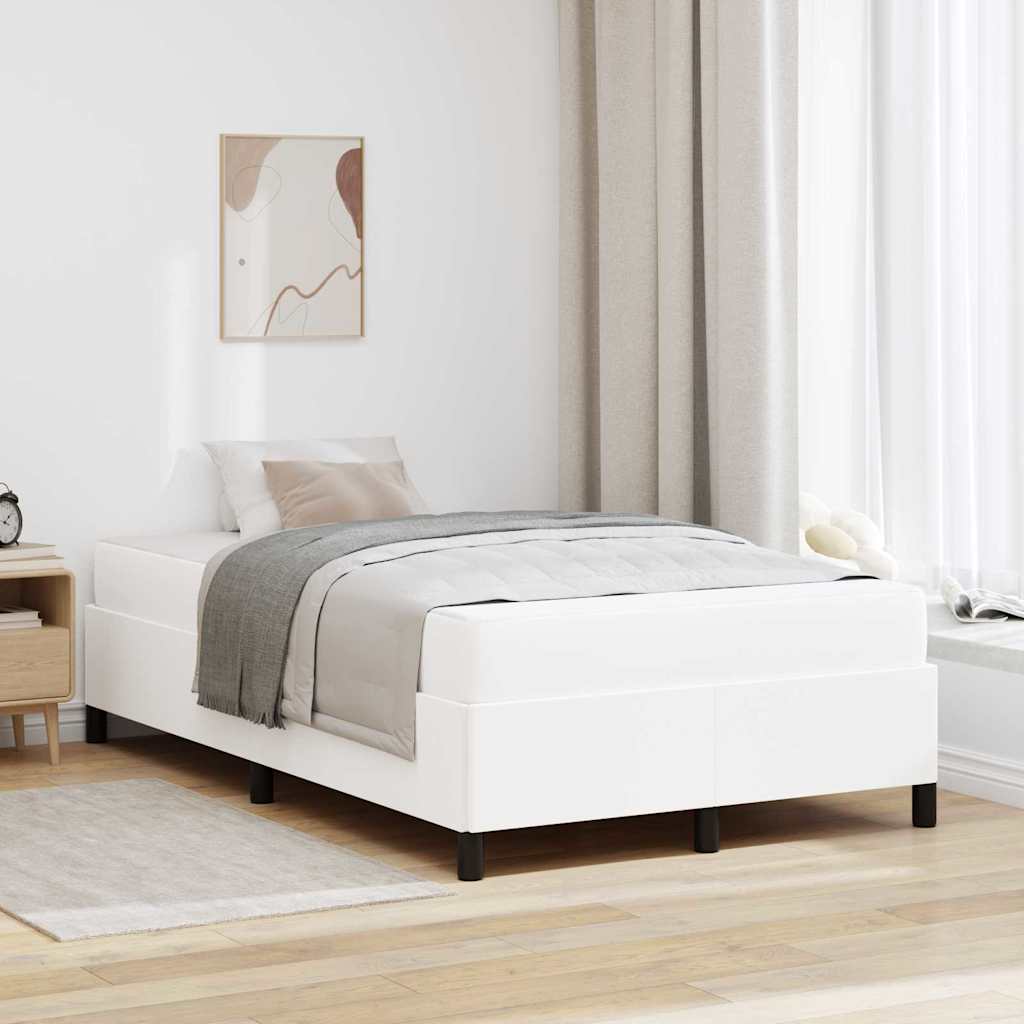 Cadre de lit avec matelas Blanc 120 x 190 cm tissu - XIOS