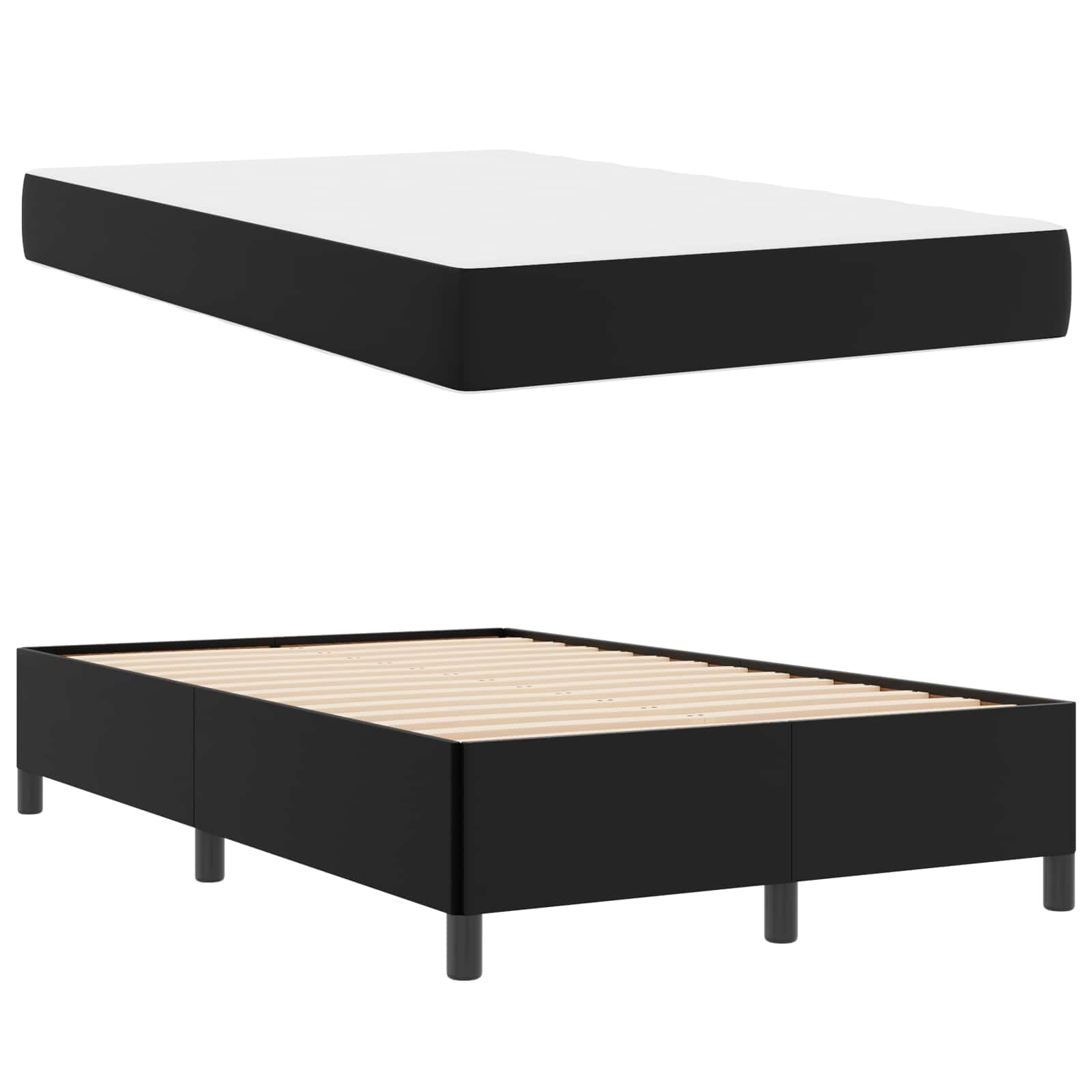 Cadre de lit avec matelas Noir 120 x 200 cm tissu - XIOS