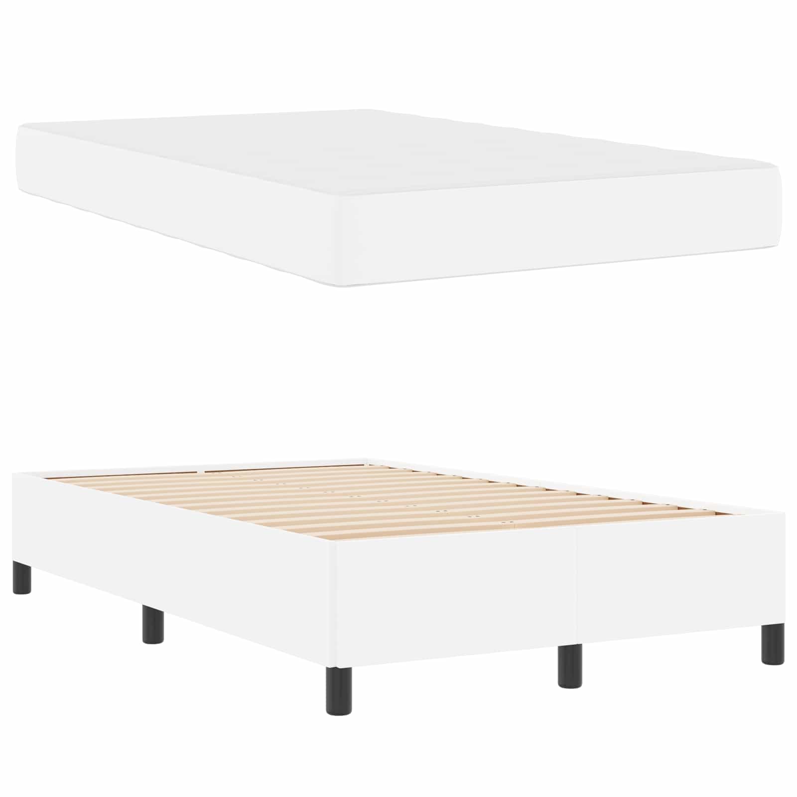 Cadre de lit avec matelas Blanc 120 x 200 cm tissu - XIOS