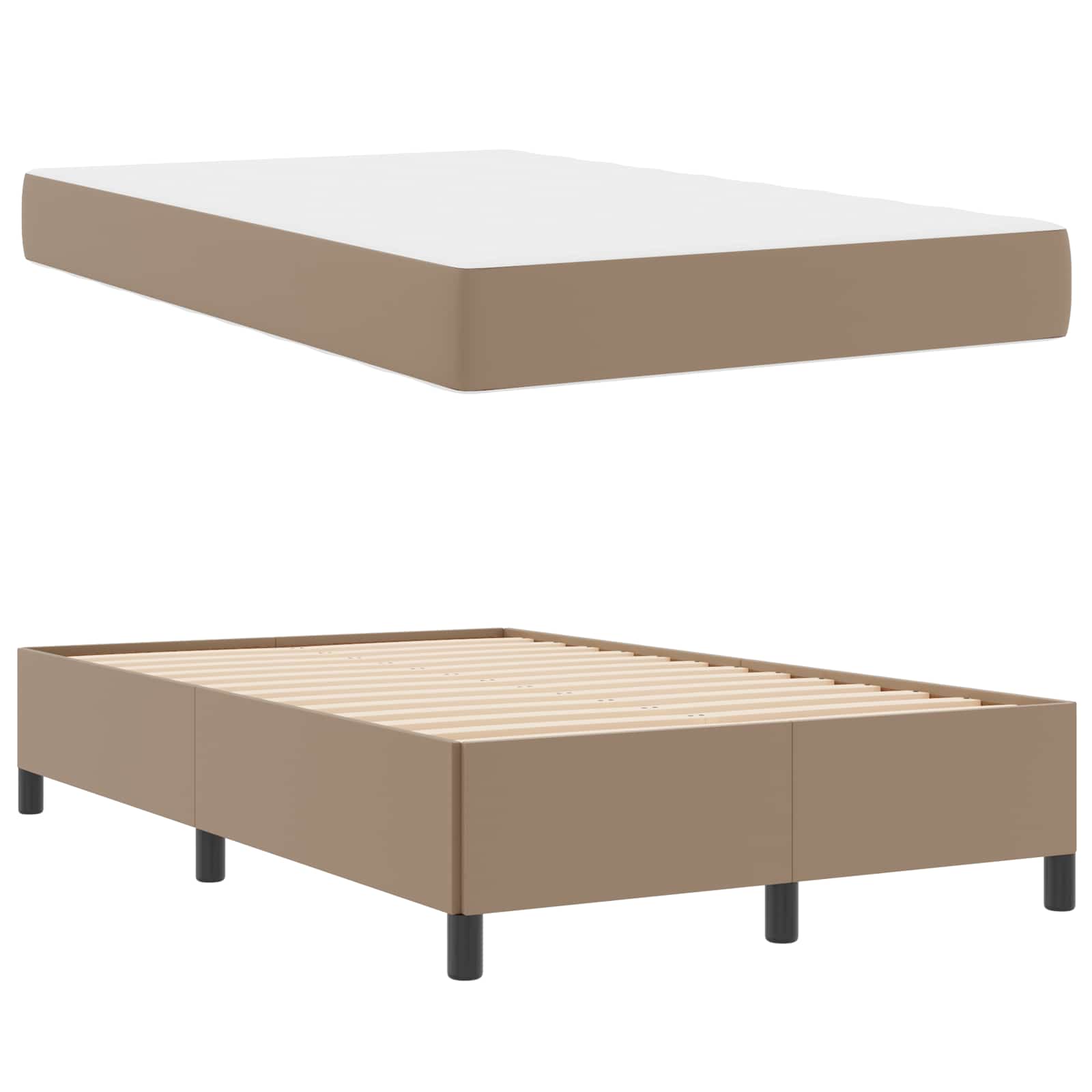 Cadre de lit avec matelas Cappuccino 120 x 200 cm tissu - XIOS