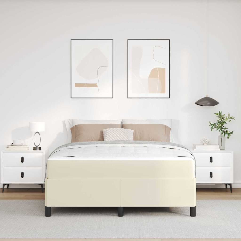 Cadre de lit avec matelas Crème 140 x 190 cm tissu - XIOS