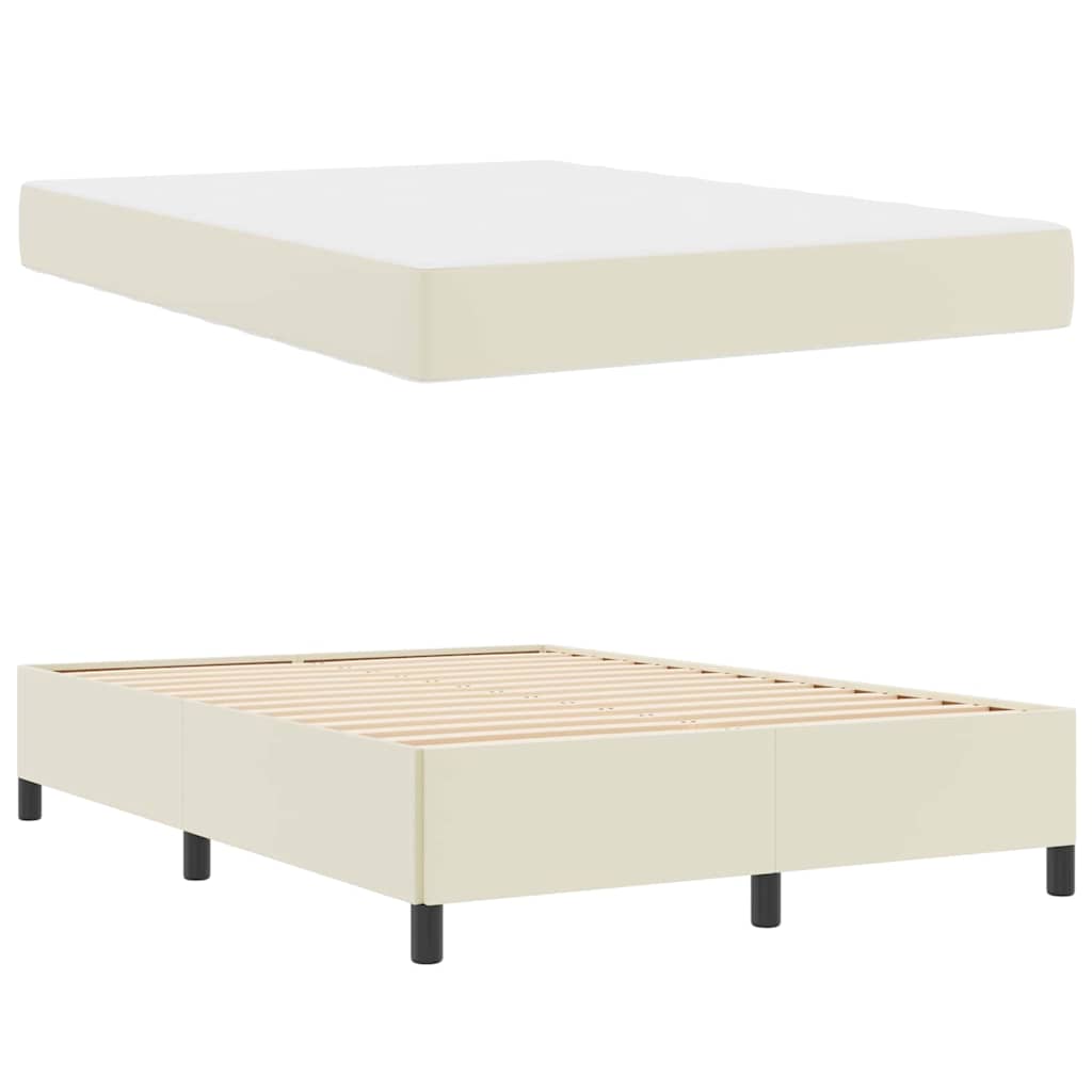 Cadre de lit avec matelas Crème 140 x 190 cm tissu - XIOS