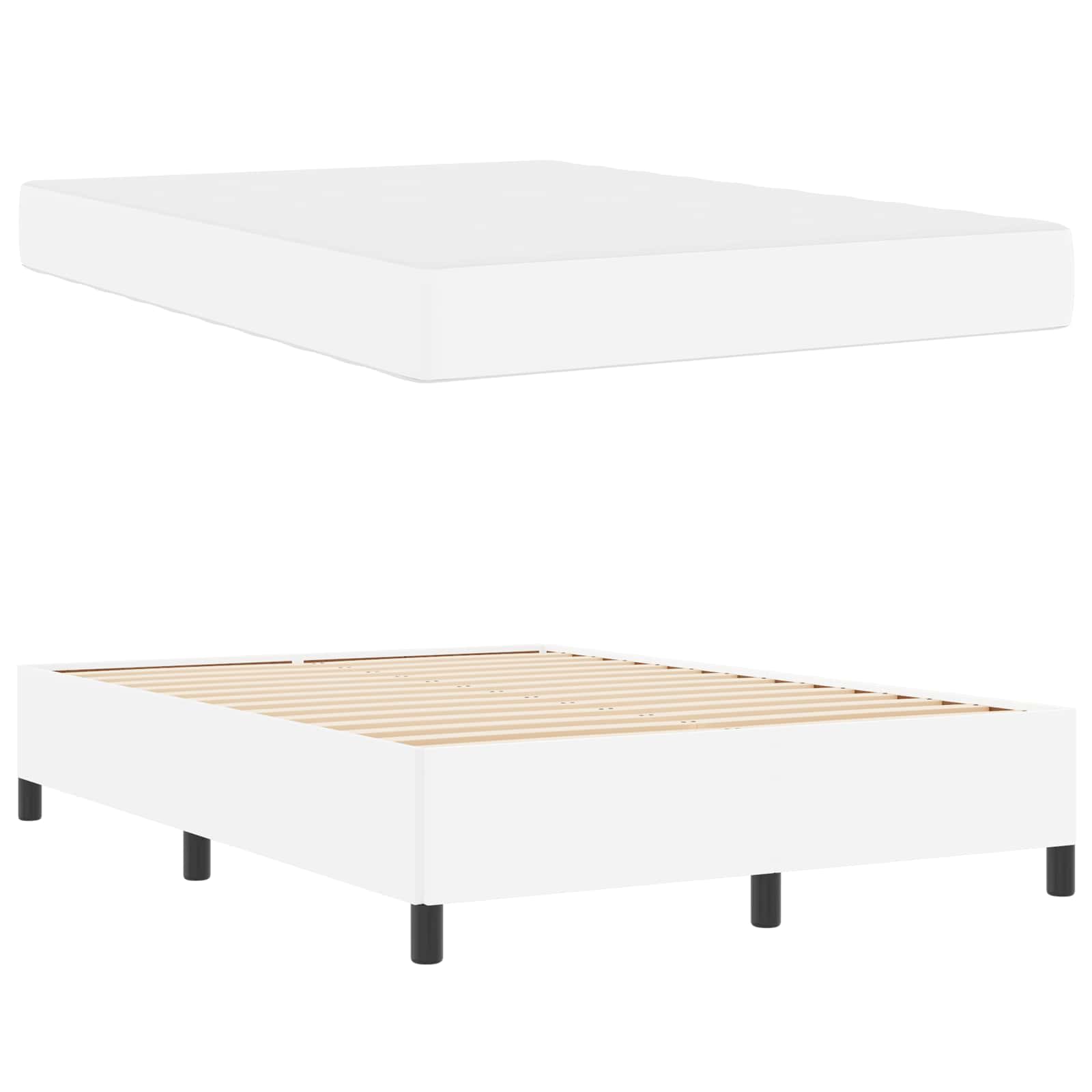 Cadre de lit avec matelas Blanc 140 x 200 cm tissu - XIOS