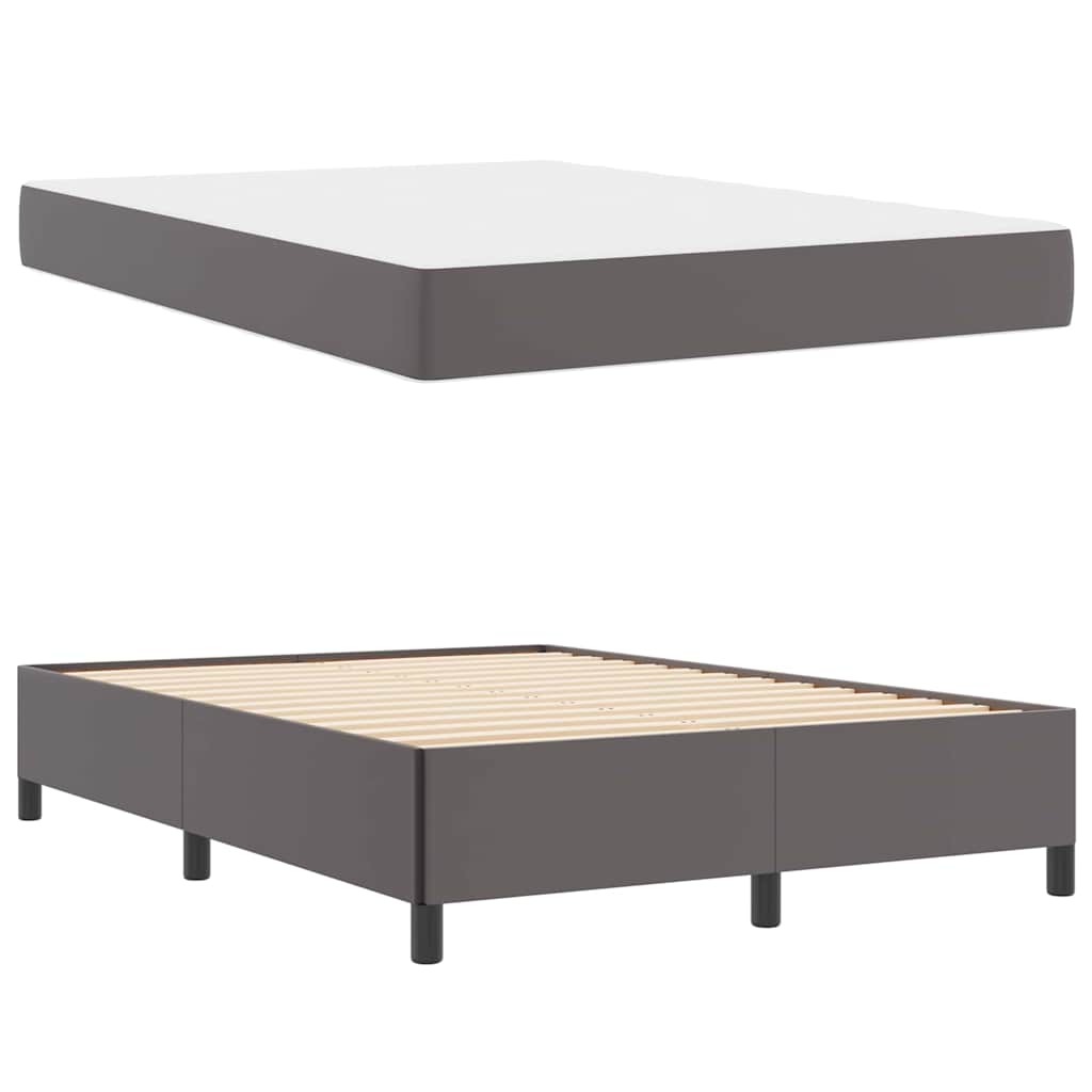 Cadre de lit avec matelas Gris 140 x 200 cm tissu - XIOS