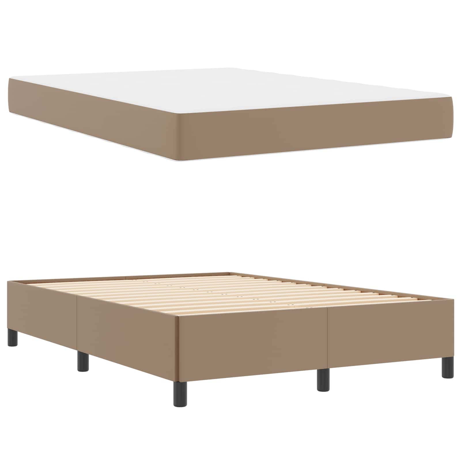 Cadre de lit avec matelas Cappuccino 140 x 200 cm tissu - XIOS