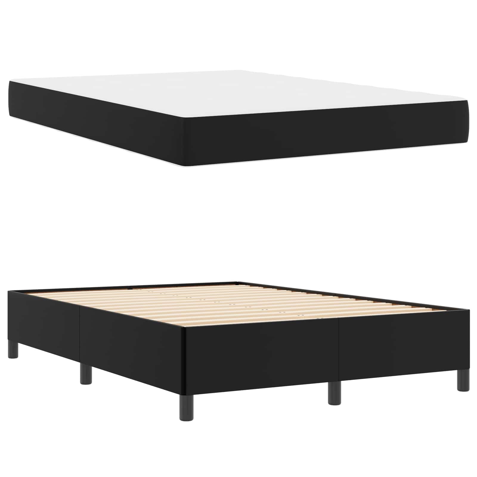 Cadre de lit avec matelas Noir 160 x 200 cm tissu - XIOS