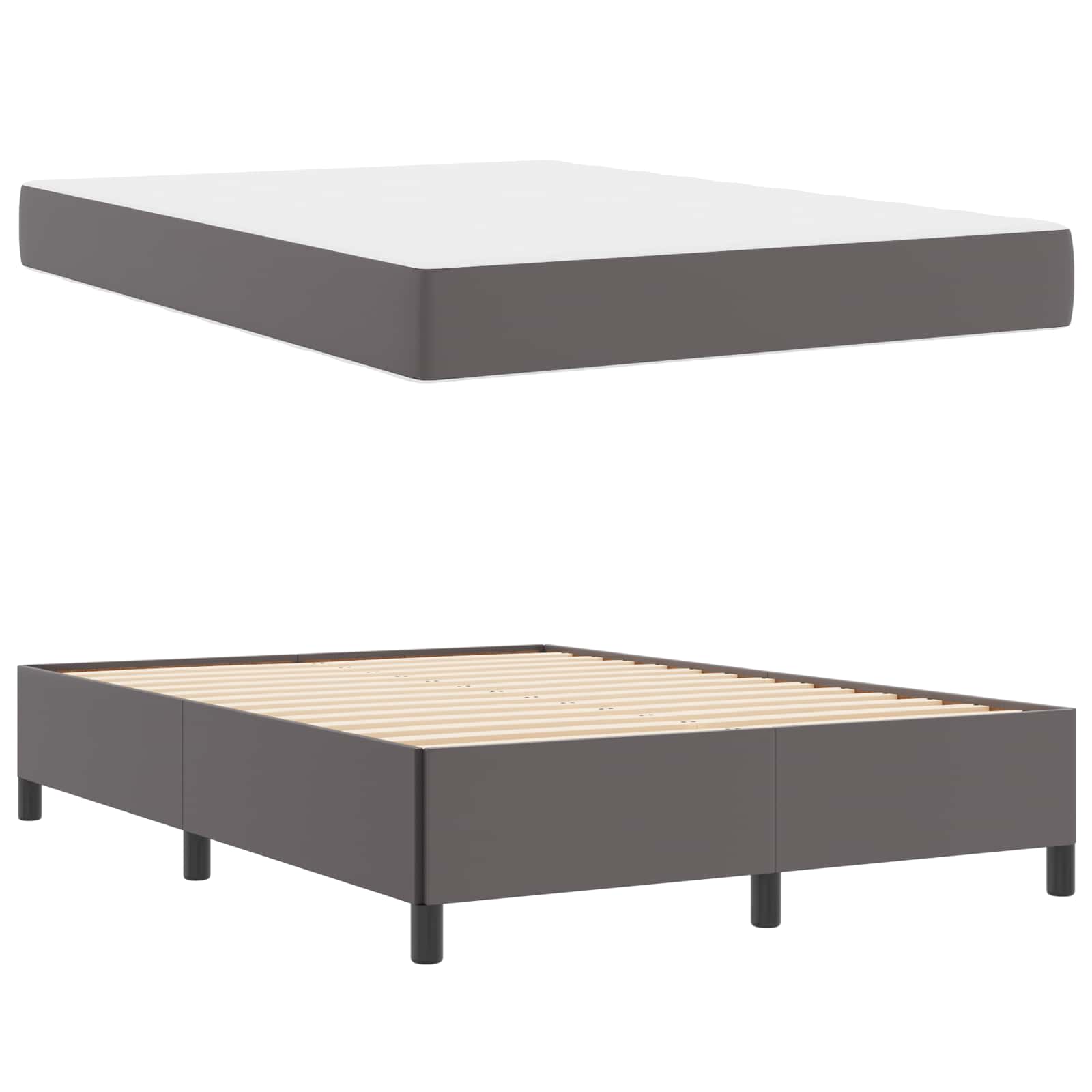 Cadre de lit avec matelas Gris 160 x 200 cm tissu - XIOS
