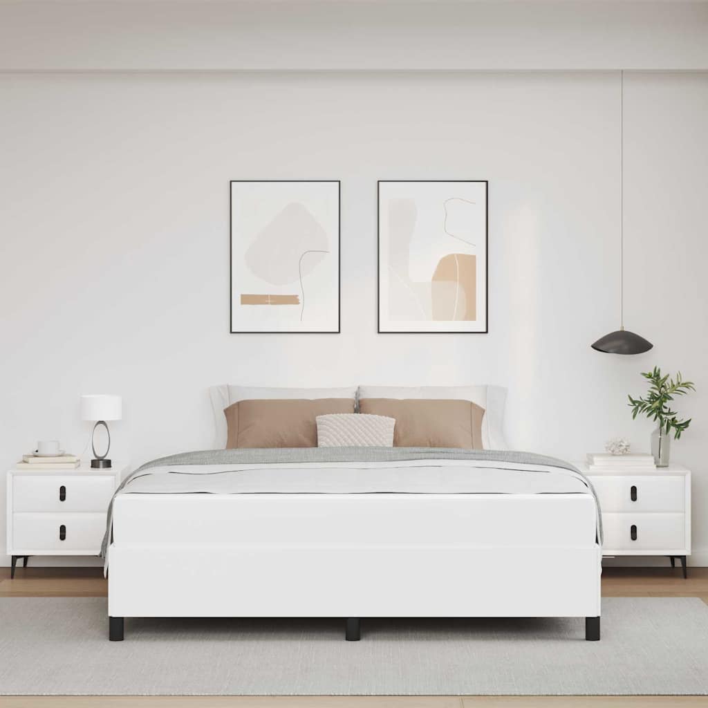 Cadre de lit avec matelas Blanc 180 x 200 cm tissu - XIOS