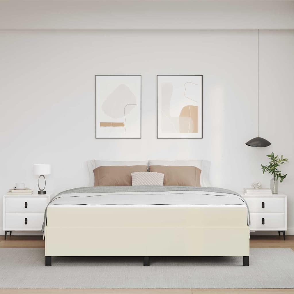 Cadre de lit avec matelas Crème 180 x 200 cm tissu - XIOS