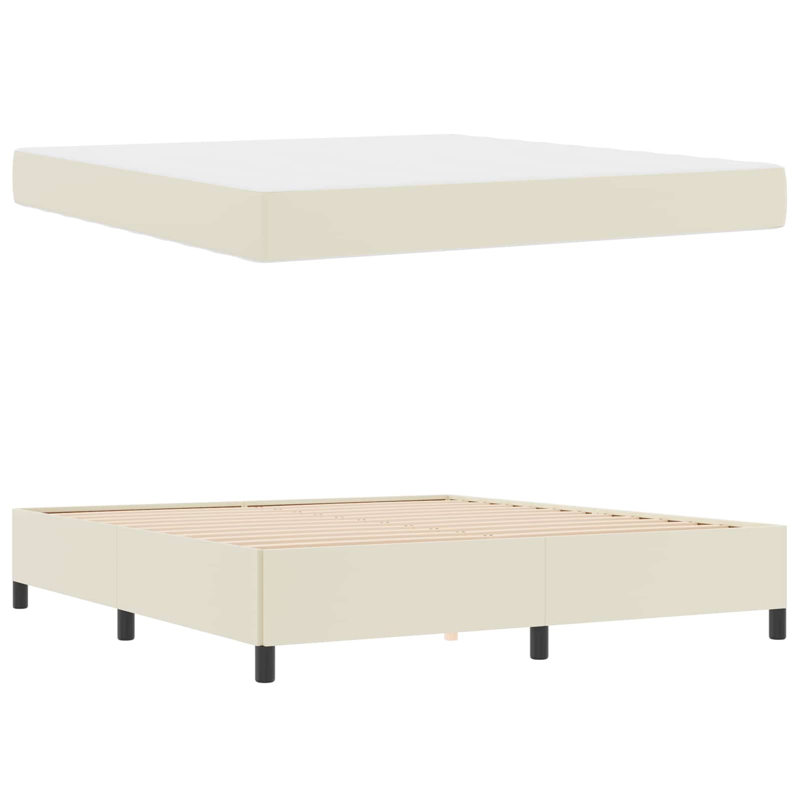 Cadre de lit avec matelas Crème 180 x 200 cm tissu - XIOS