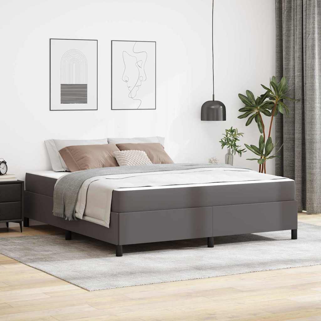 Cadre de lit avec matelas Gris 180 x 200 cm Faux cuir - XIOS