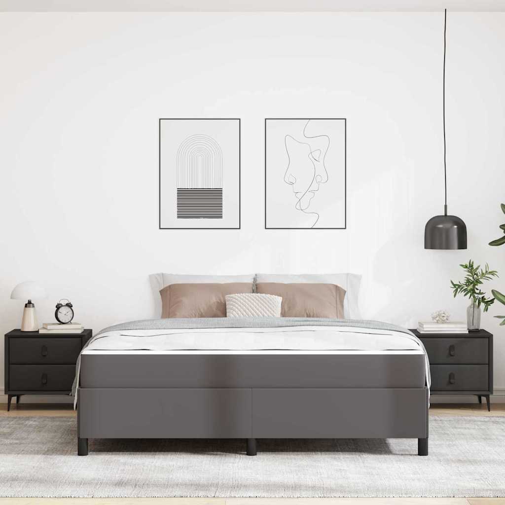 Cadre de lit avec matelas Gris 180 x 200 cm Faux cuir - XIOS
