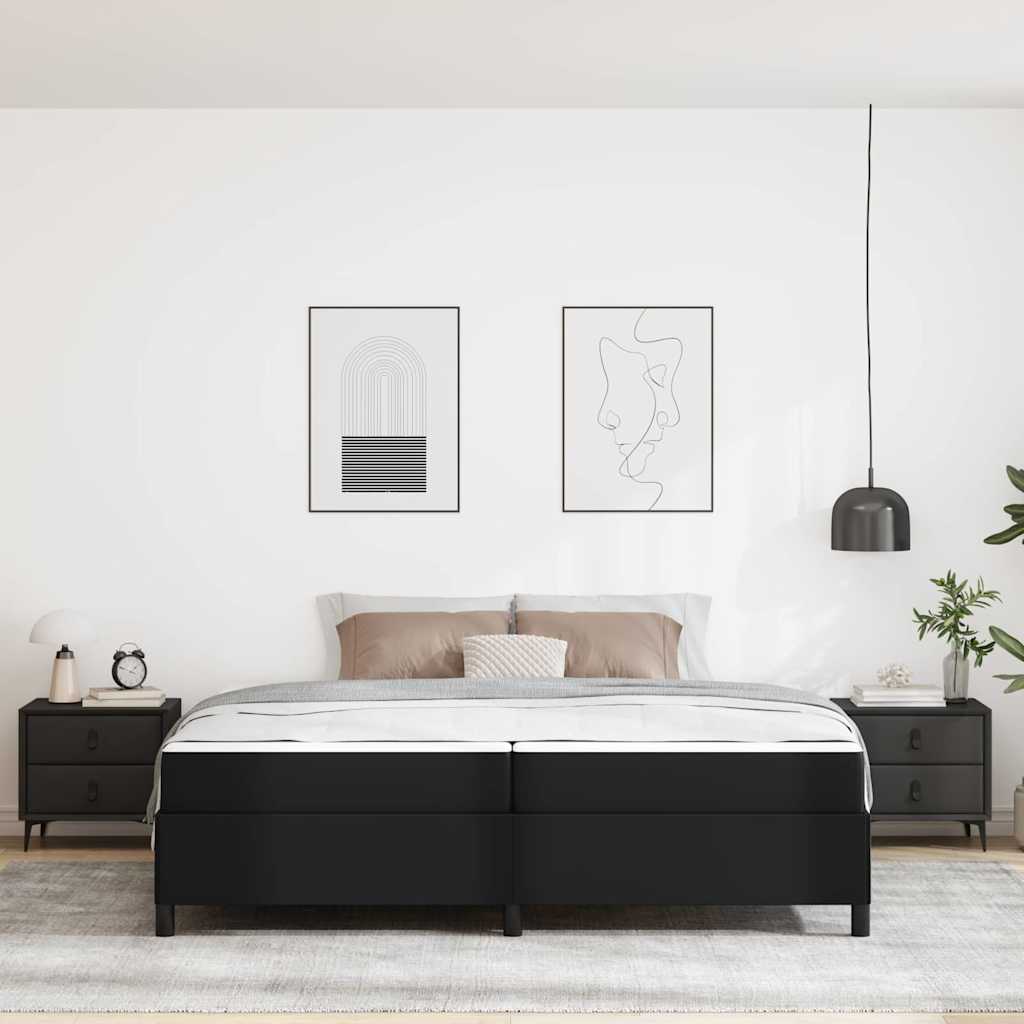 Cadre de lit avec matelas Noir 200 x 200 cm tissu - XIOS
