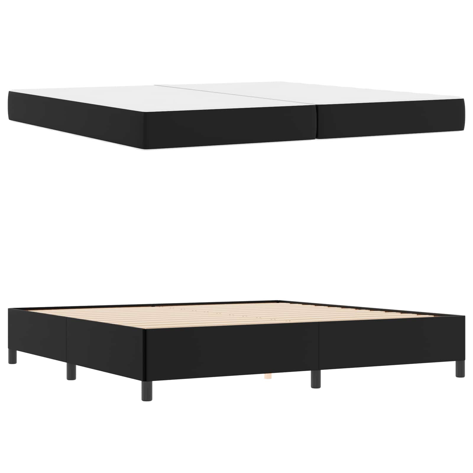 Cadre de lit avec matelas Noir 200 x 200 cm tissu - XIOS