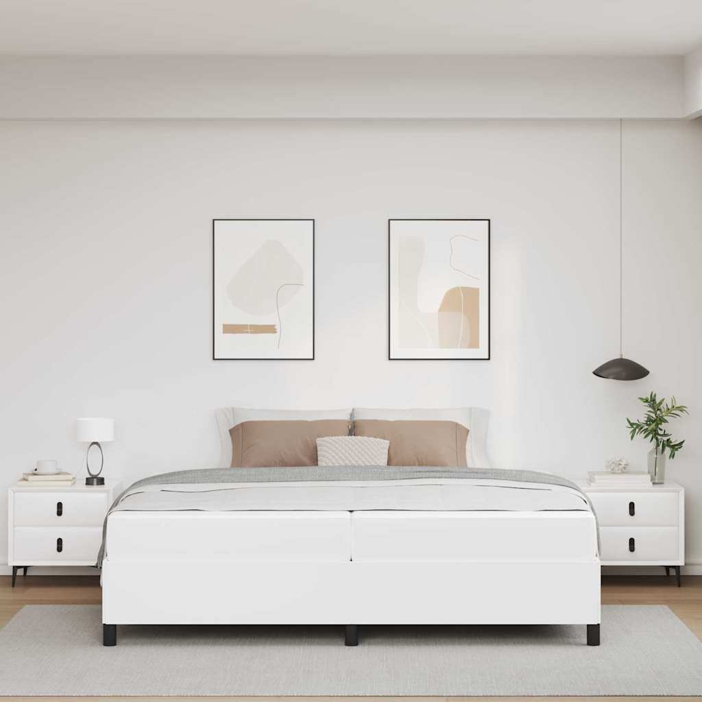 Cadre de lit avec matelas Blanc 200 x 200 cm tissu - XIOS