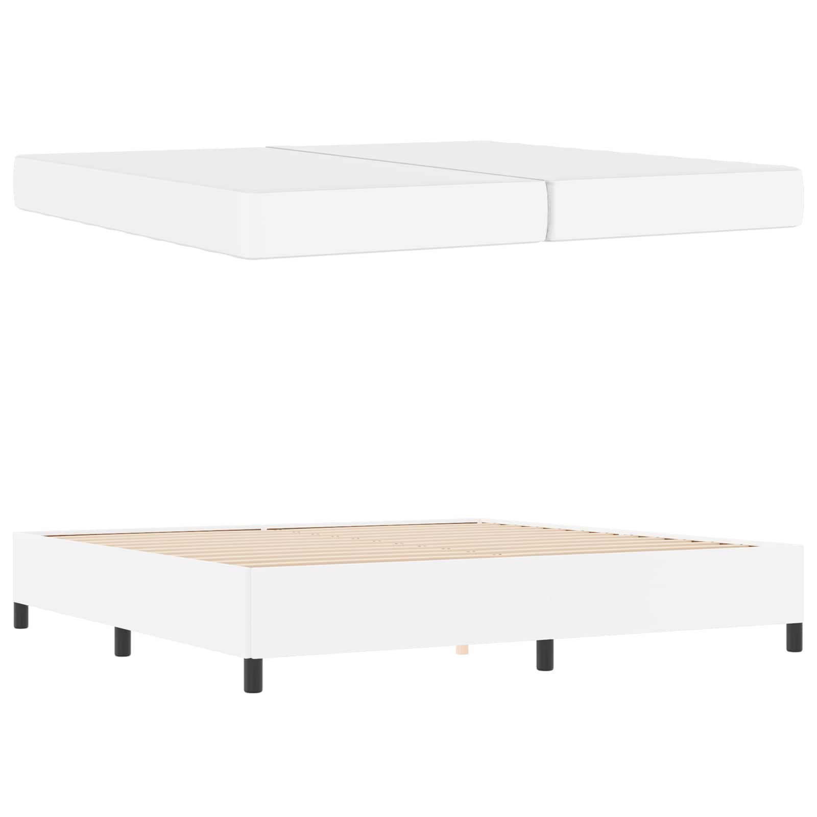 Cadre de lit avec matelas Blanc 200 x 200 cm tissu - XIOS