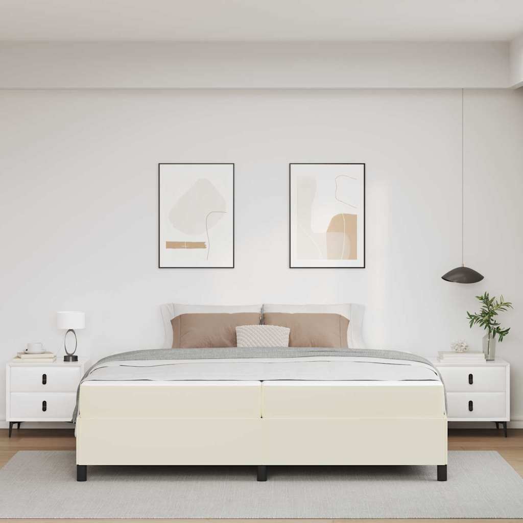 Cadre de lit avec matelas Crème 200 x 200 cm tissu - XIOS