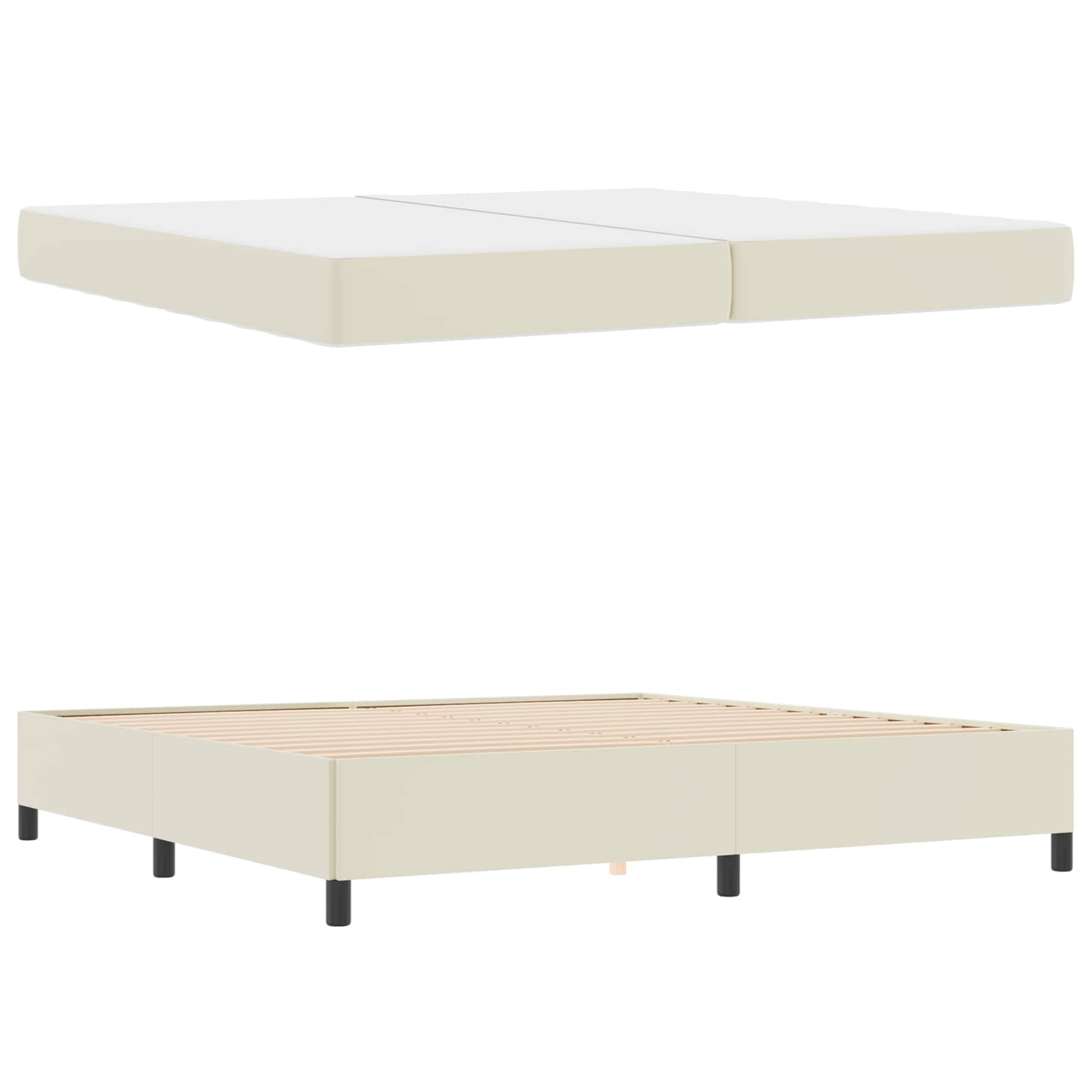 Cadre de lit avec matelas Crème 200 x 200 cm tissu - XIOS