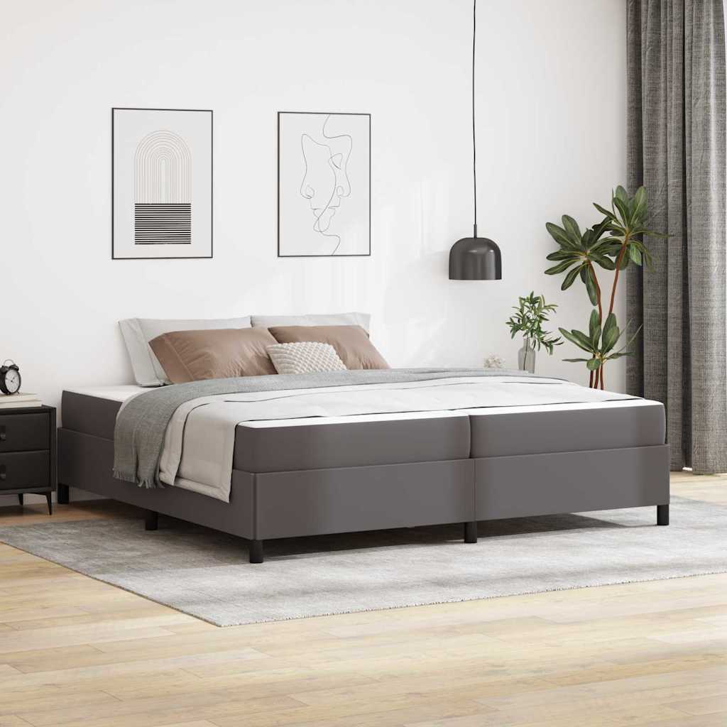 Cadre de lit avec matelas Gris 200 x 200 cm Faux cuir - XIOS