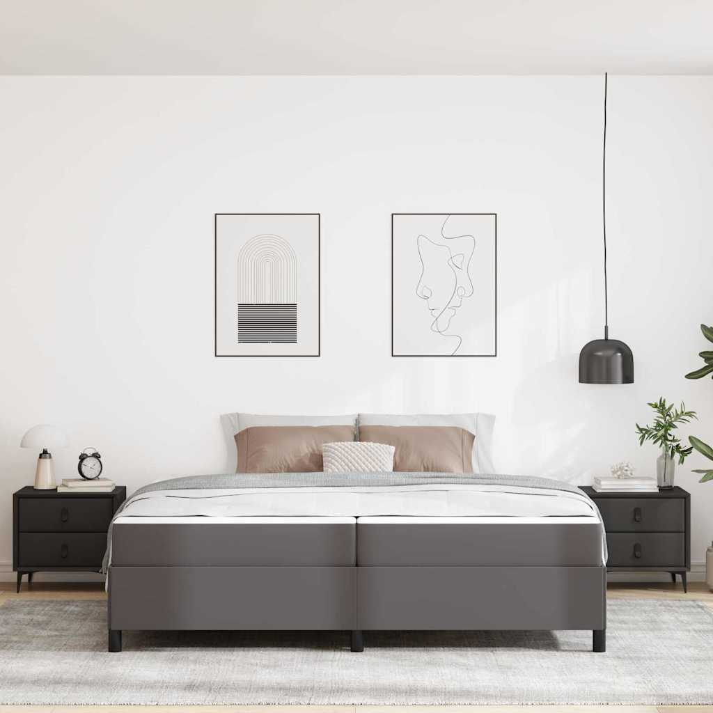Cadre de lit avec matelas Gris 200 x 200 cm Faux cuir - XIOS