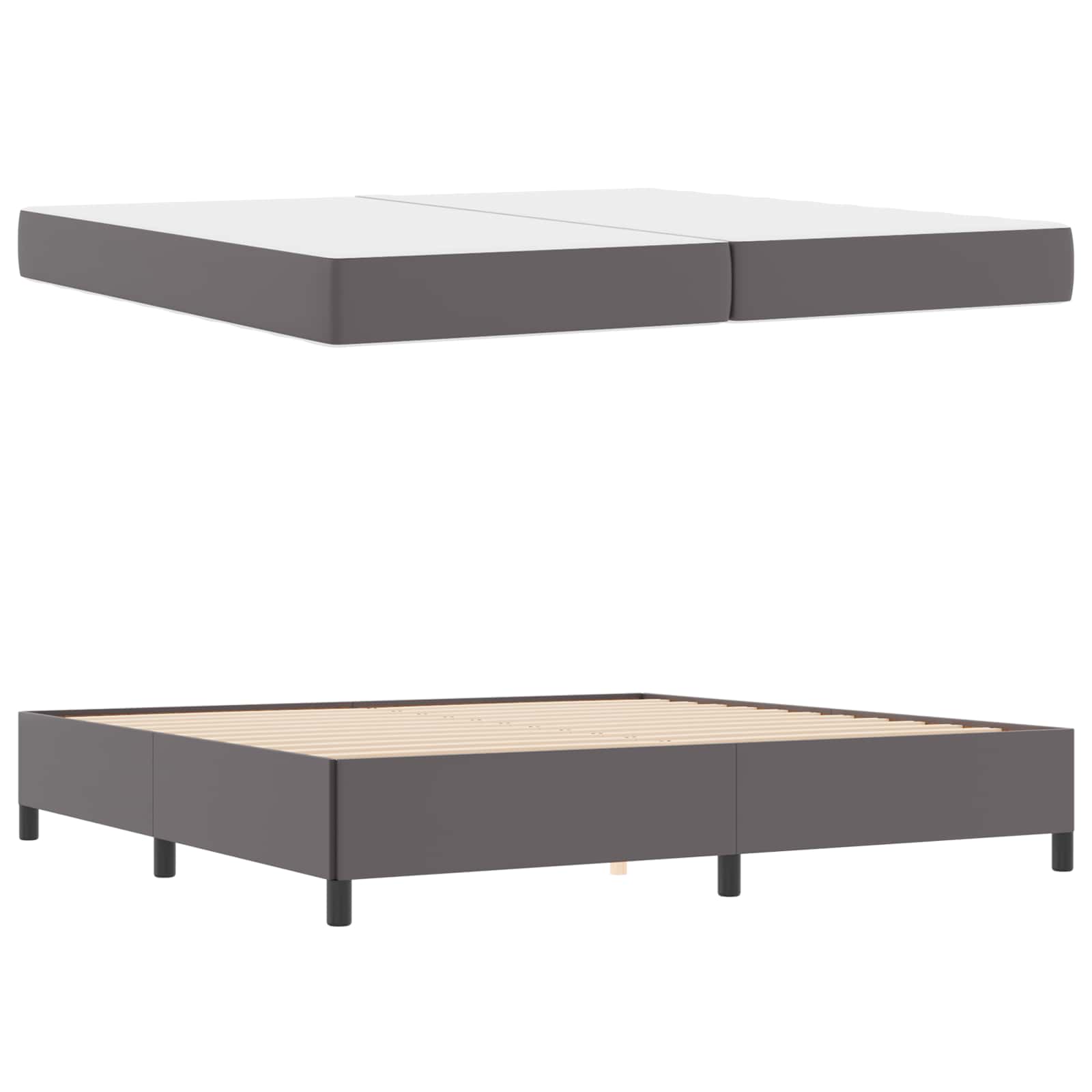 Cadre de lit avec matelas Gris 200 x 200 cm tissu - XIOS