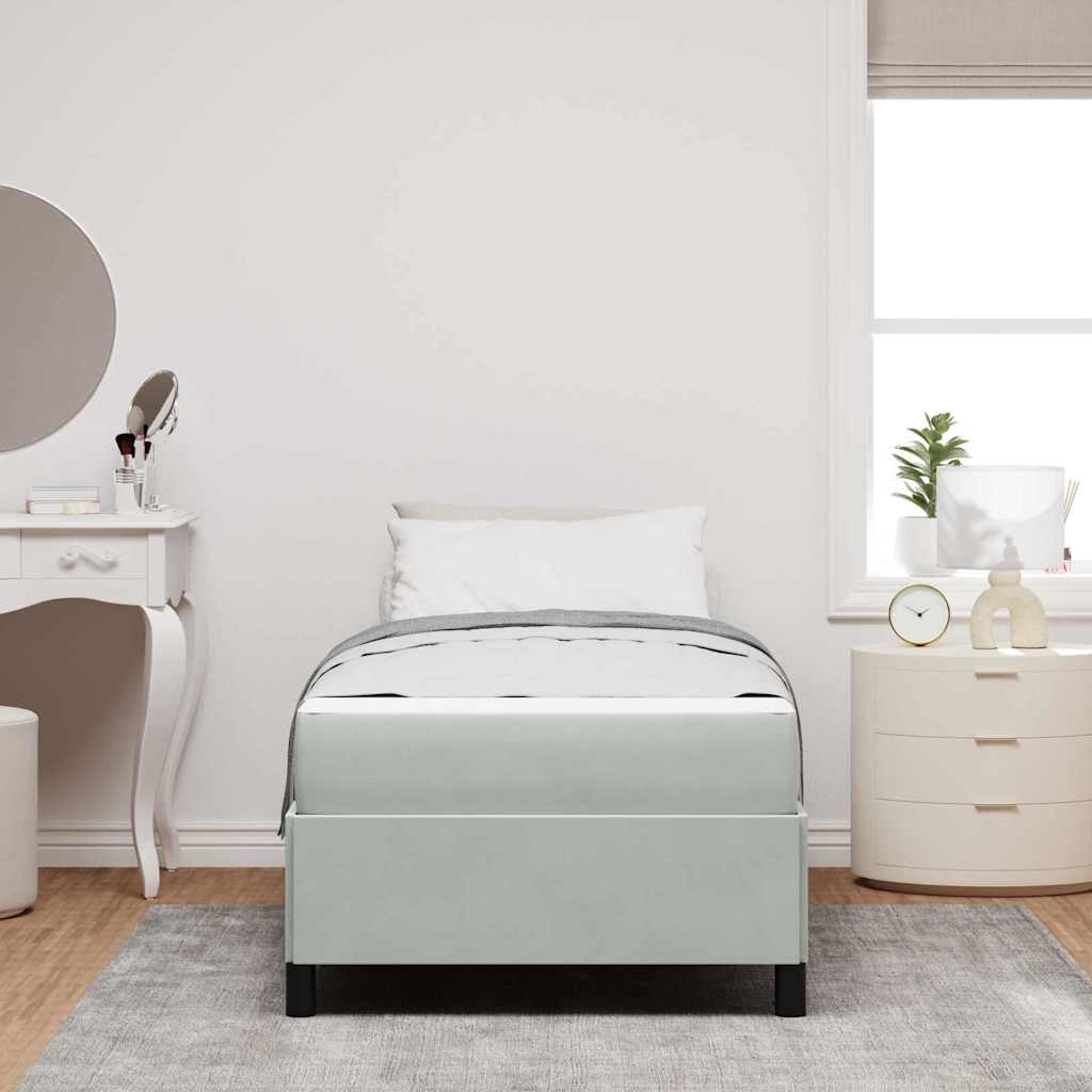Cadre de lit avec matelas Gris clair 90 x 190 cm tissu - XIOS