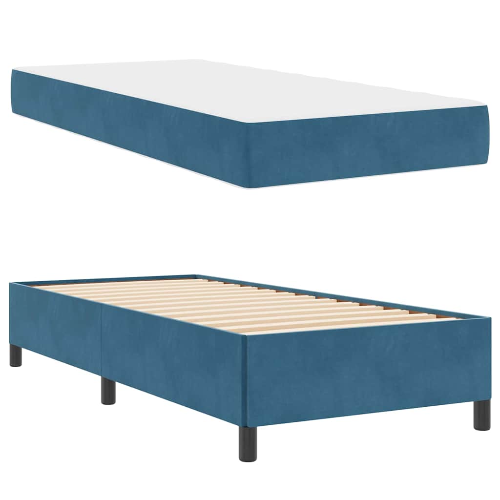 Cadre de lit avec matelas Bleu foncé 90 x 200 cm tissu - XIOS