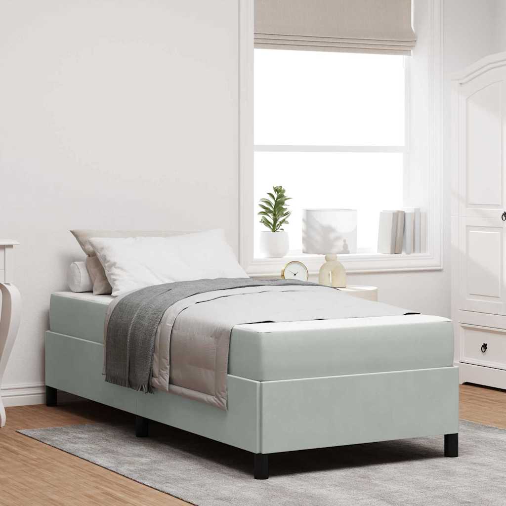 Cadre de lit avec matelas Gris clair 100 x 200 cm tissu - XIOS